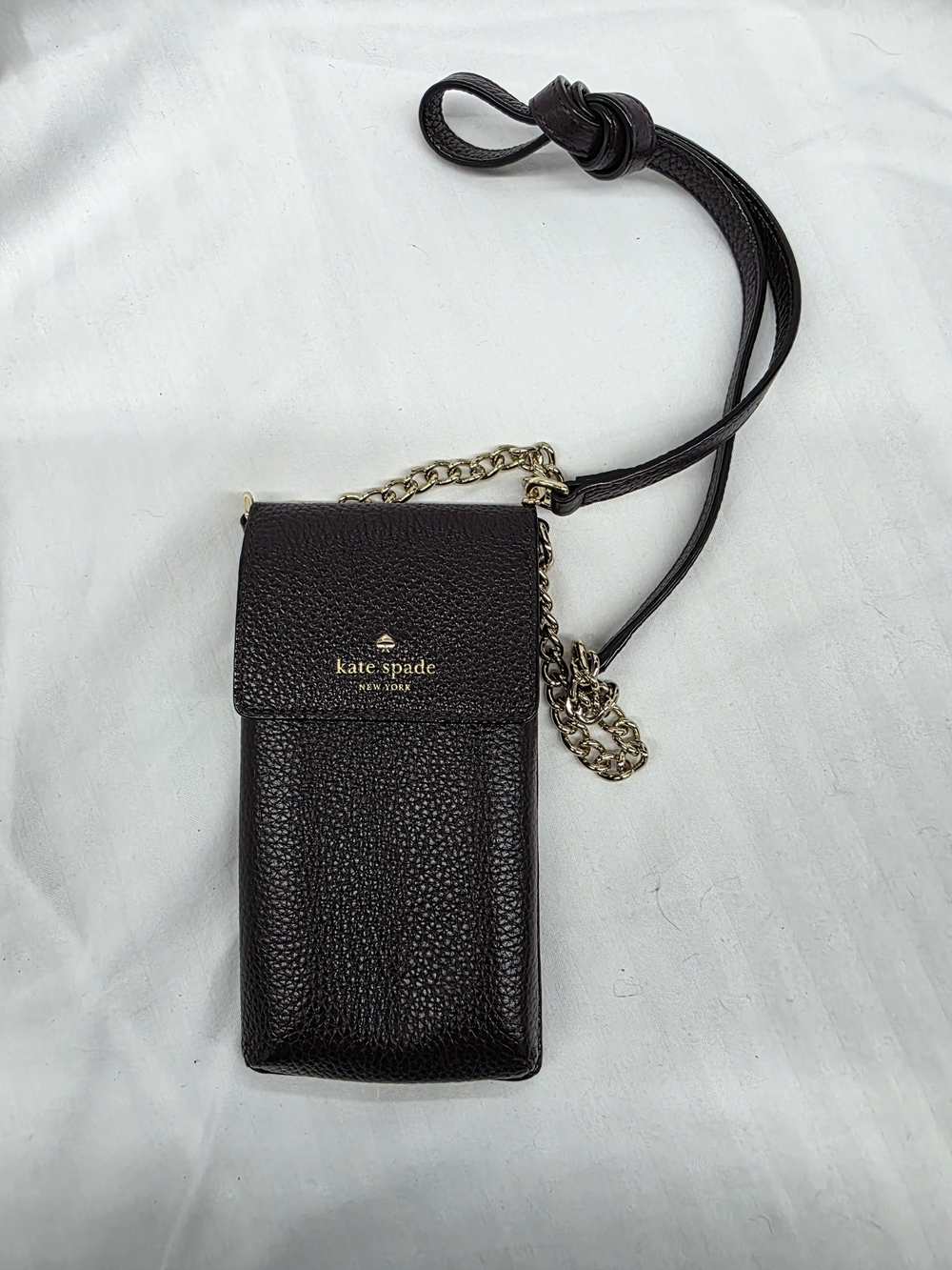 kate spade Pebbled Leather Crossbody Phone Bag in Dark Purple